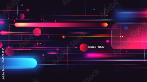 Exclusive Black Friday Sale Poster with Neon 3D Text & Shopping Cart: Bold Digital Promotion photo