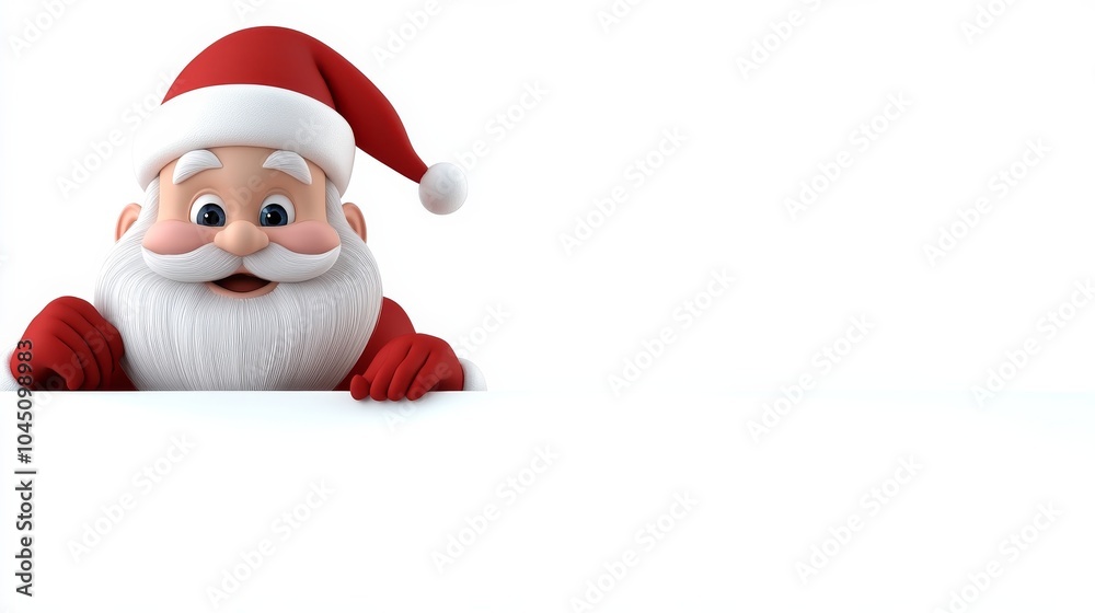 A cartoon of Santa Claus with a red hat and a white background A cartoon of Santa Claus with a red hat and a white background