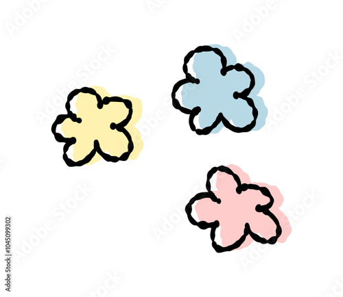 手描きの花のイラスト　ベクター
