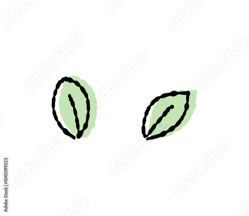 手描きの葉っぱのイラスト　ベクター
