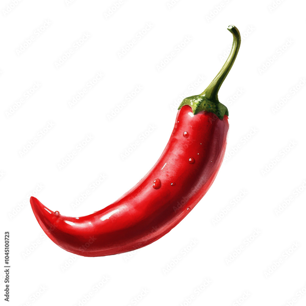 Fresh red chili pepper with water droplets, isolated on a transparent background. Fresh red chili pepper with water droplets, isolated on a transparent background.