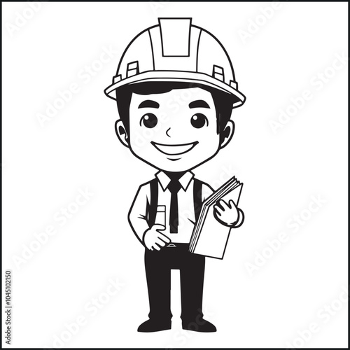 Cute Cartoon Architect Silhouette