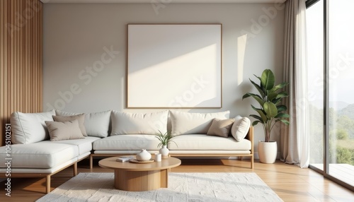  Modern living room with minimalist design and natural light