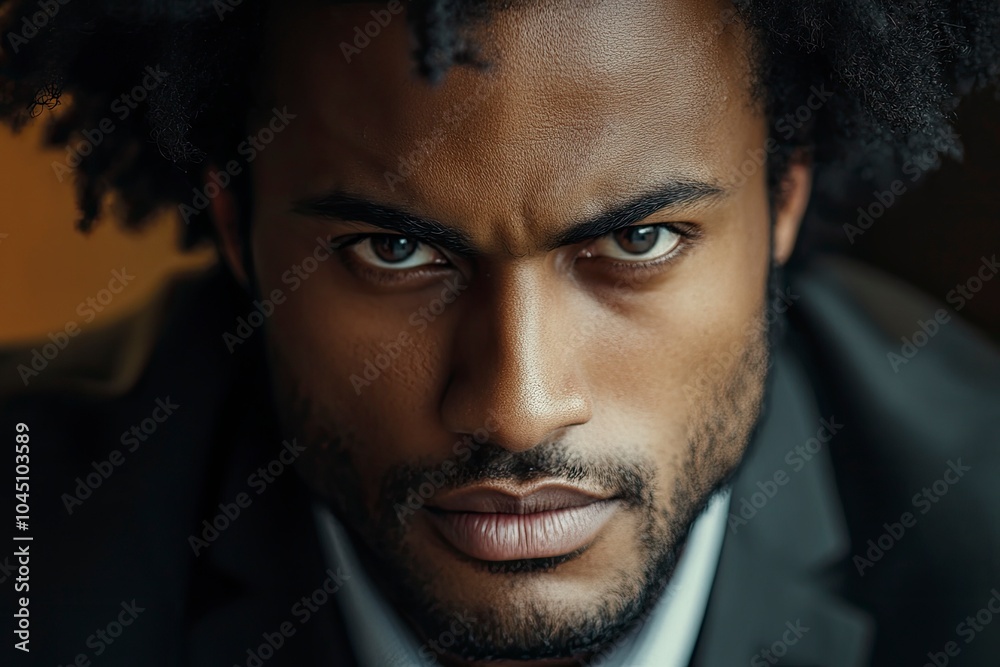 Beautiful afro business man, close-up with generative ai Beautiful afro business man, close-up with generative ai