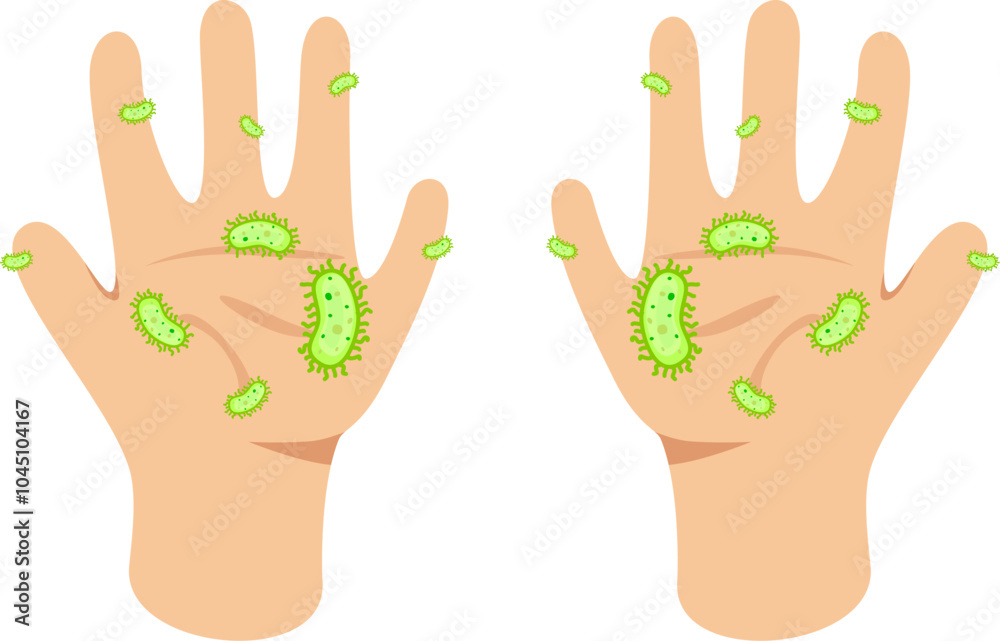 Fototapeta premium Bacteria cells on hand illustration 