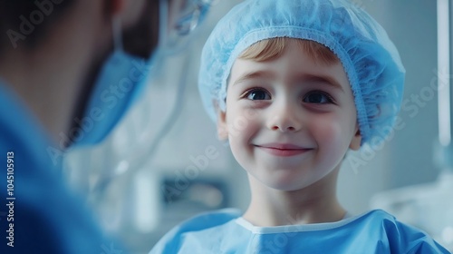 Pediatric cardiologist treating child with a heart condition photo