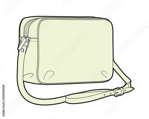 Crossbody camera bags technical drawing vector template.