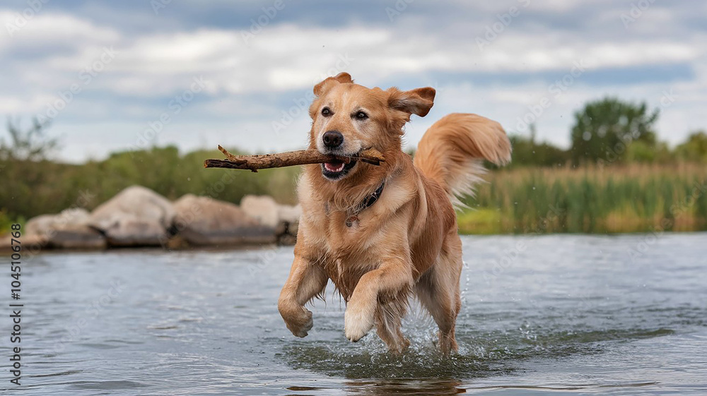 This Golden Retriever Loves Playing Fetch in the Lake. This Golden Retriever Loves Playing Fetch in the Lake.
