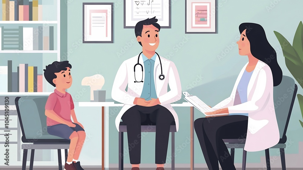 Pediatric endocrinologist consulting parents about a child's growth disorder Pediatric endocrinologist consulting parents about a child's growth disorder