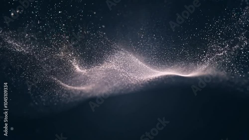 Particles dance through dark space, creating a mesmerizing display