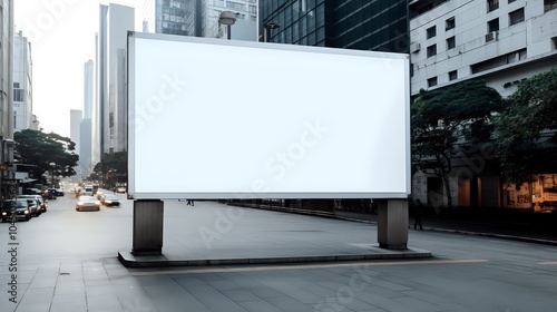 Empty Billboard in Urban Setting at Dusk