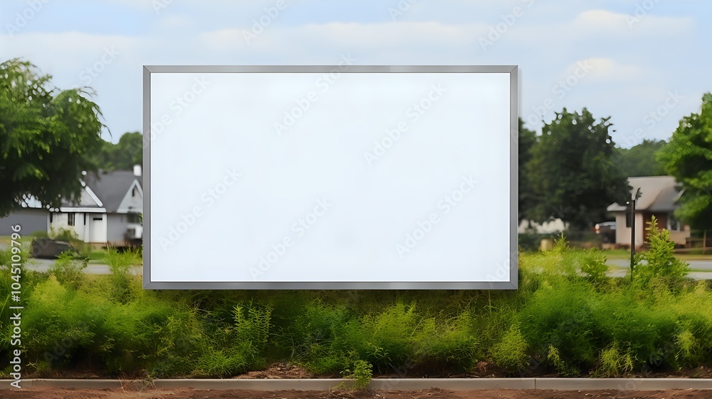 Empty Billboard on Green Landscape in Daylight Empty Billboard on Green Landscape in Daylight