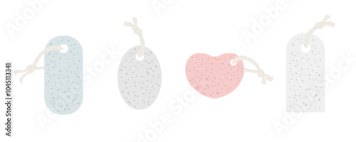 Different shapes of pumice stone for feet. pedicure, peeling. Beauty, self-care tools. Bathroom, sauna elements. Cartoon flat vector illustration. 