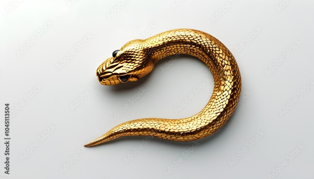 Fototapeta premium golden serpent figure isolated on white for creative projects