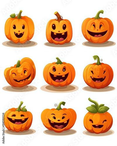 Playful Halloween Pumpkin Faces Collection