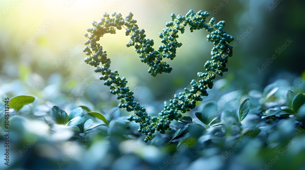 Heart Shape Made of Green Leaves in Nature Background Heart Shape Made of Green Leaves in Nature Background