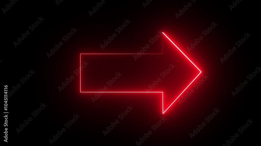 Animation of glowing neon Directional arrow on red color. Animation of glowing neon Directional arrow on red color.