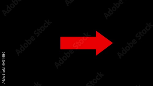 Moving red arrow Background transparency on black background.