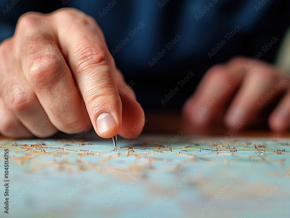 Exploring Destinations A Close-Up of a Finger Pinpointing Locations on a Map Exploring Destinations A Close-Up of a Finger Pinpointing Locations on a Map