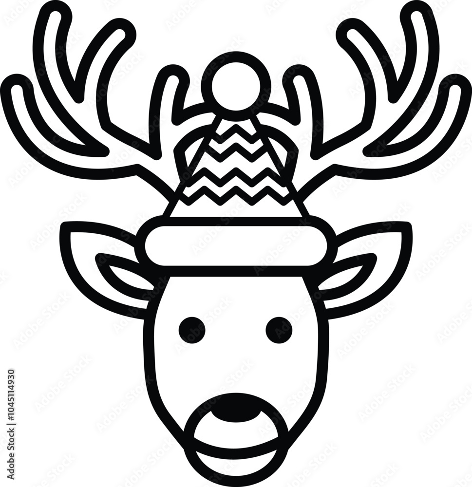 A cartoon deer with a santa hat A cartoon deer with a santa hat
