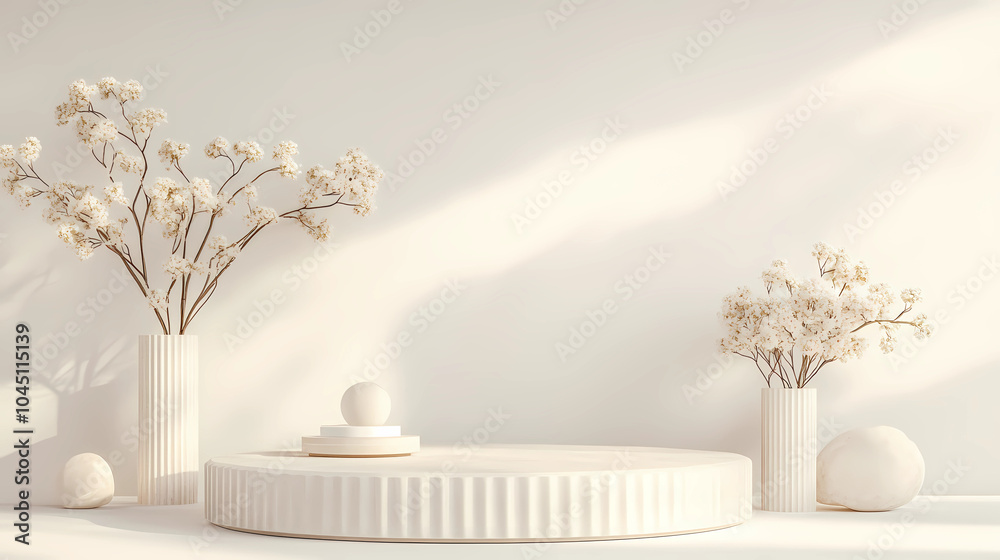 Minimal background. podium and white background for product presentation. 3d rendering illustration. Minimal background. podium and white background for product presentation. 3d rendering illustration.