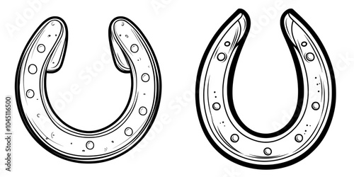 GraphicZeichnung - german: Viel Glück / Hufeisen Symbol. English: good luck / horseshoe icon. Simple template isolated on white background - square xxl.