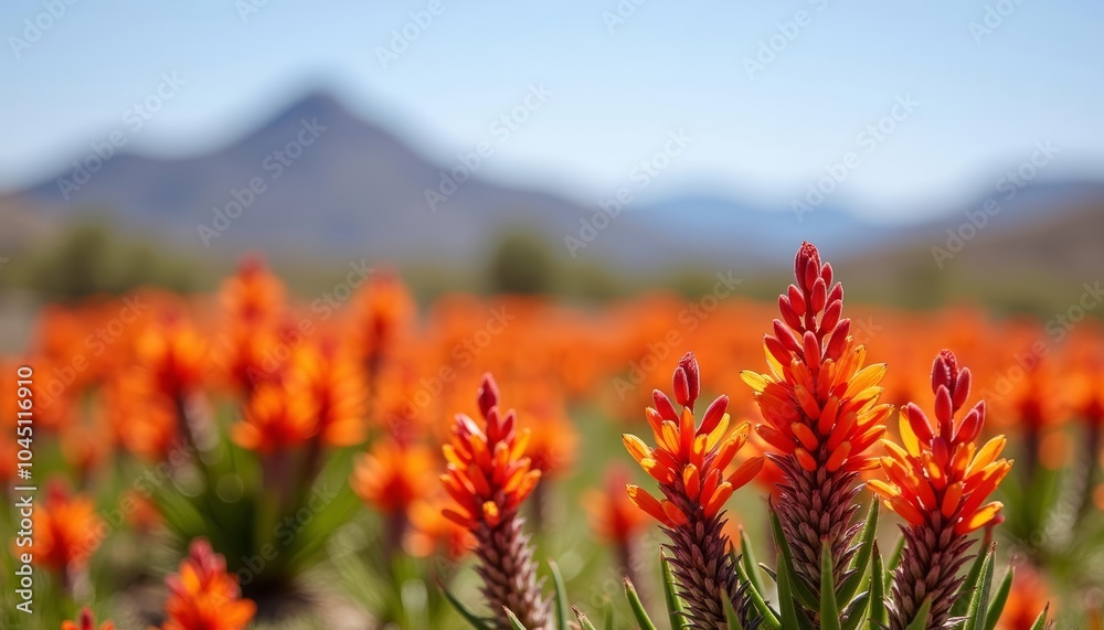 Vibrant wildflowers bloom in a field with majestic mountains in the background Vibrant wildflowers bloom in a field with majestic mountains in the background