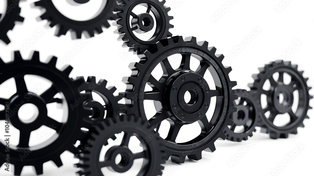 Black gears on white background. Mechanical element Black gears on white background. Mechanical element