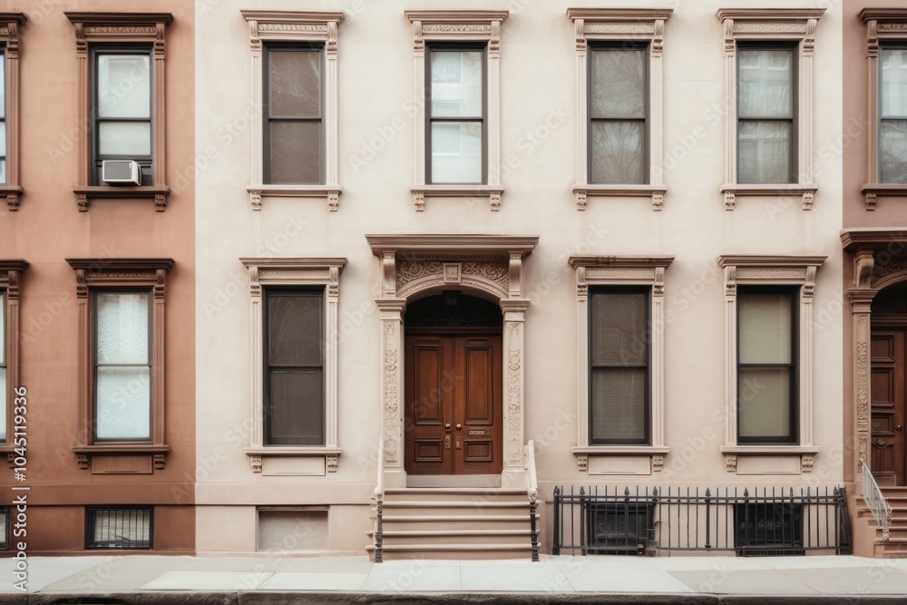 Brownstone architecture building window. Brownstone architecture building window.
