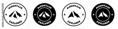 Mountain explorer icon. Peak logo. Summit icon, vector illustration photo