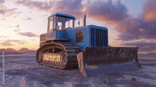 The Blue Bulldozer at Sunset photo