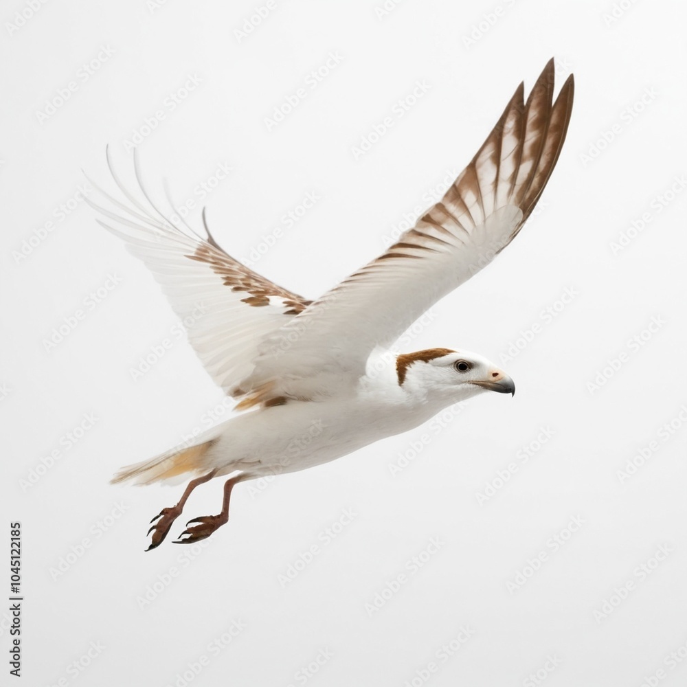 Fototapeta premium white and brown flying bird on white background