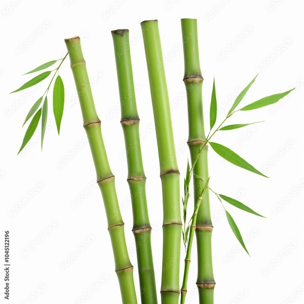 bamboo green sticks with leaves isolated on white background bamboo green sticks with leaves isolated on white background