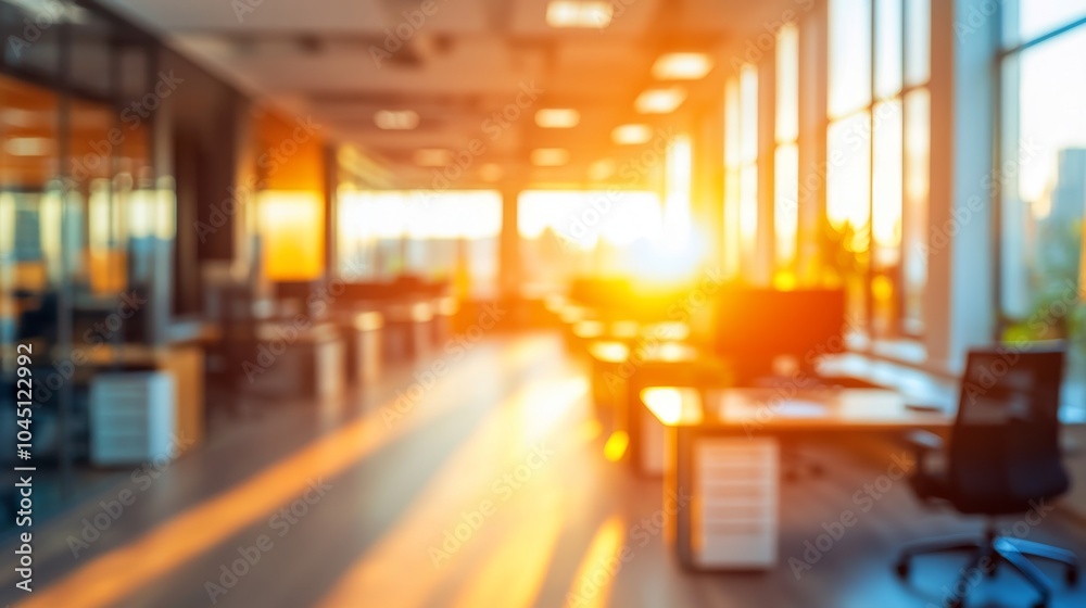 2410 71.A sunlit office interior with a defocused effect, creating a blurred, abstract view of desks and chairs, the light from large windows softly diffusing across the room to evoke a calm and 2410 71.A sunlit office interior with a defocused effect, creating a blurred, abstract view of desks and chairs, the light from large windows softly diffusing across the room to evoke a calm and