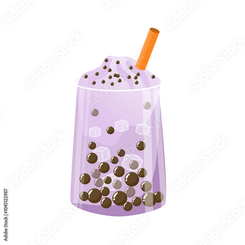 illustration of Taro Milk Tea Boba Drink