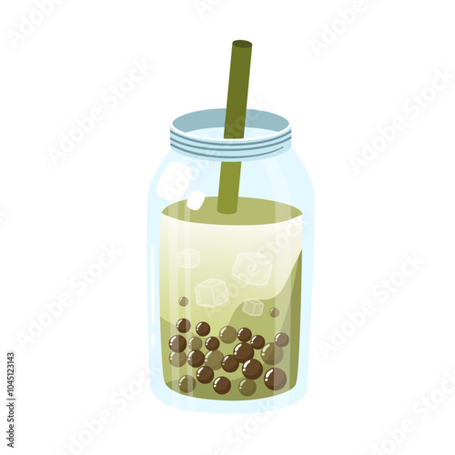Cup of Green Tea Boba Drink