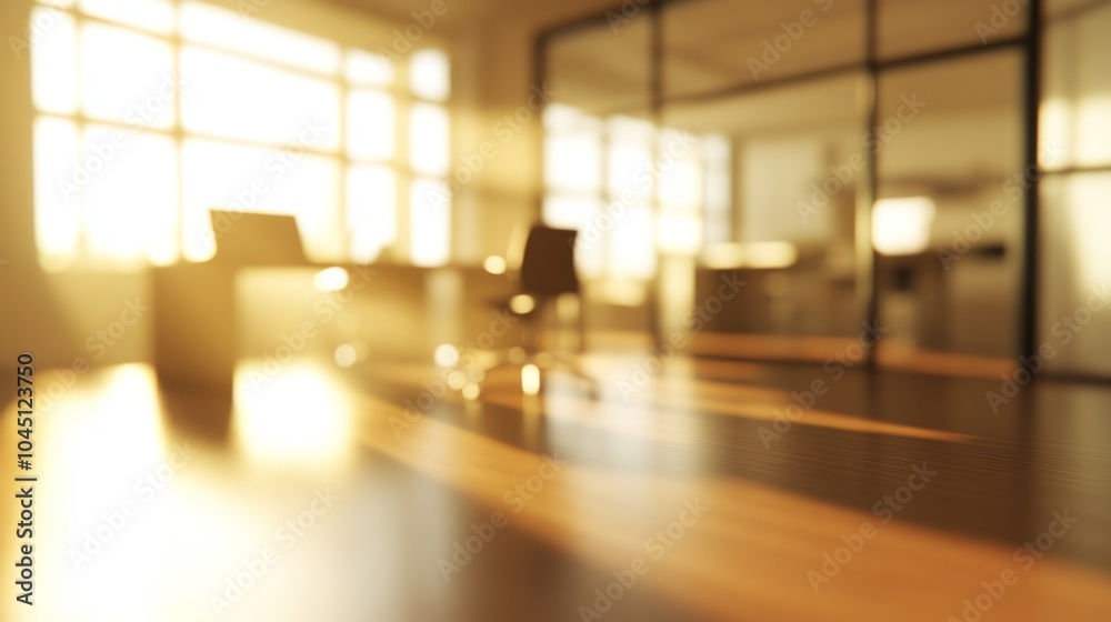 2410 72.A blurry office space scene where the outlines of furniture are gently softened by a defocused effect, sunlight filtering through the windows, adding a warm, serene glow to the overall 2410 72.A blurry office space scene where the outlines of furniture are gently softened by a defocused effect, sunlight filtering through the windows, adding a warm, serene glow to the overall
