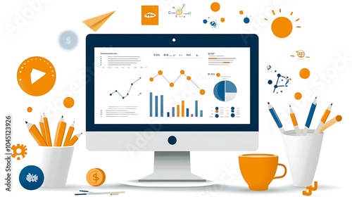 Digital marketing dashboard with growth metrics and audience insights photo