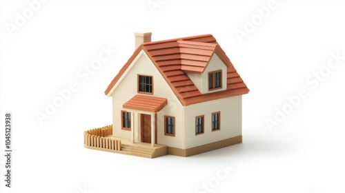 A white background shows a 3D model of a house.