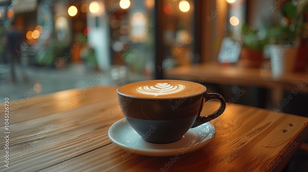 Drinking coffee in a cozy cafe. Drinking coffee in a cozy cafe.