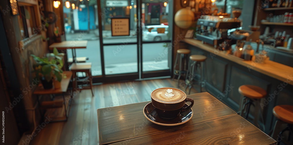 Drinking coffee in a cozy cafe. Drinking coffee in a cozy cafe.