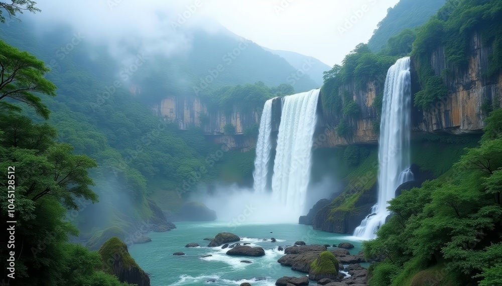 Naklejka premium Epic Waterfall in the Heart of Nature