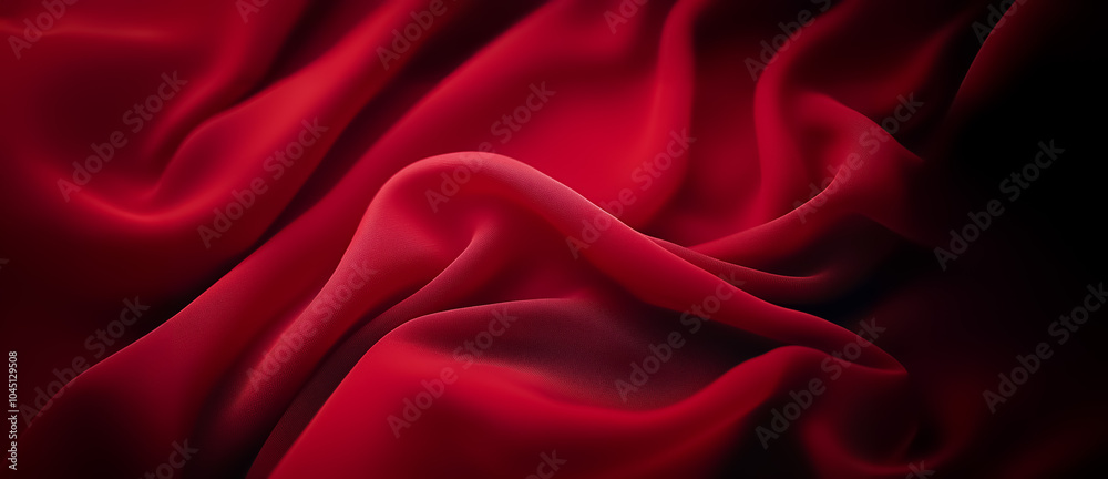 Soft, flowing red silk draped in delicate folds, capturing its luxurious texture and the sensual play of light and shadow on the fabric. Soft, flowing red silk draped in delicate folds, capturing its luxurious texture and the sensual play of light and shadow on the fabric.