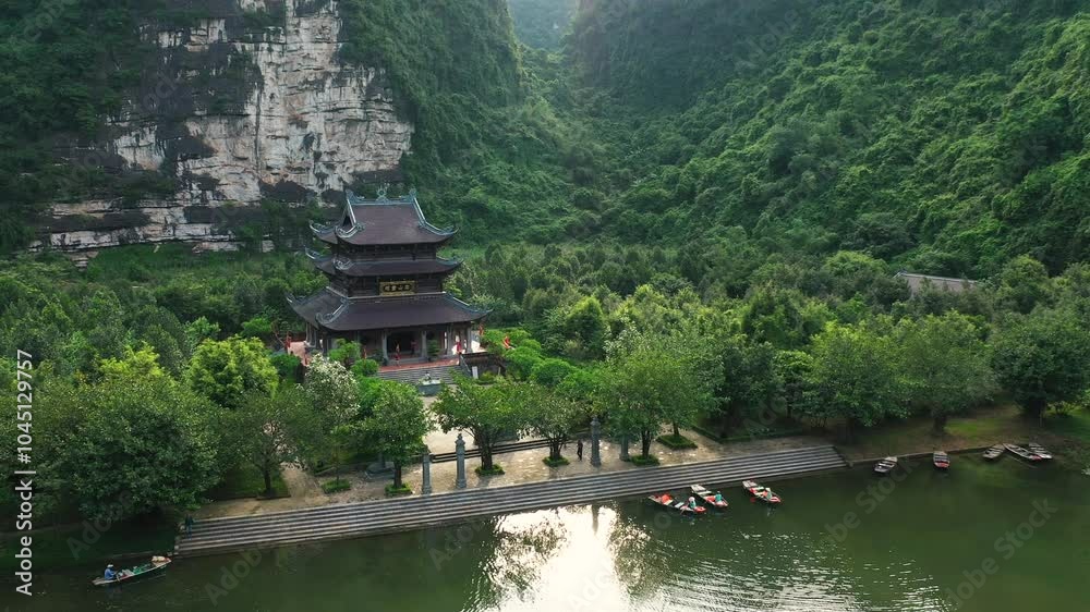 Ninh Binh - Thanh Cao Son Temple aerial view