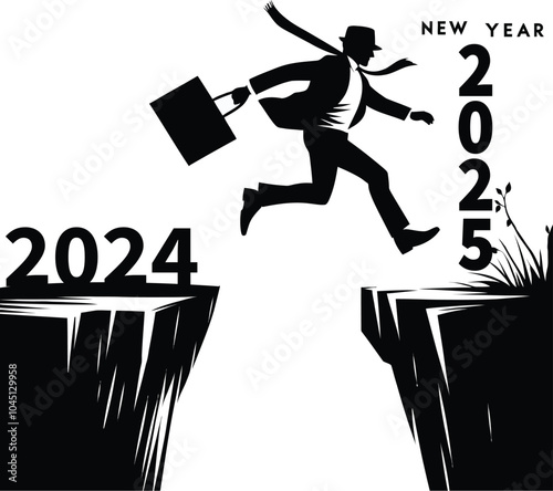 a digital illustration of a man black  with happy new year 2025  vector art