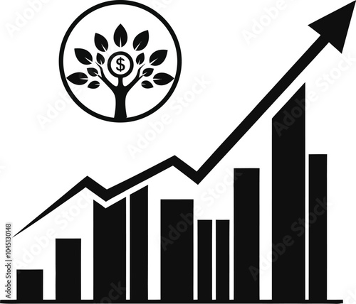 A silhouette of a business graph diagram illustrations