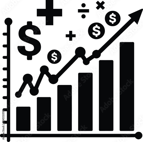 A silhouette of a business financial progress  illustrations