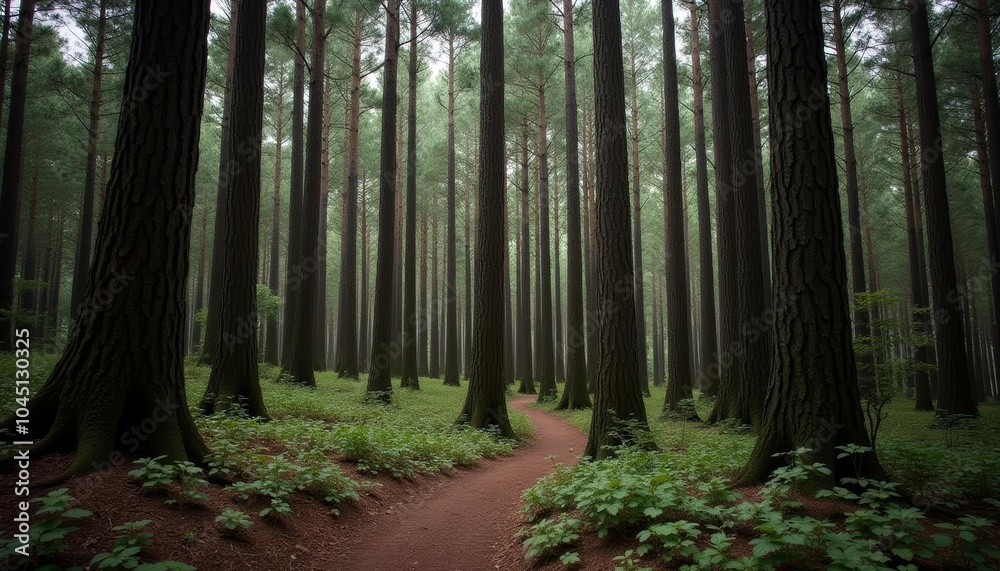 Obraz premium Exploring the serene path through the ancient forest