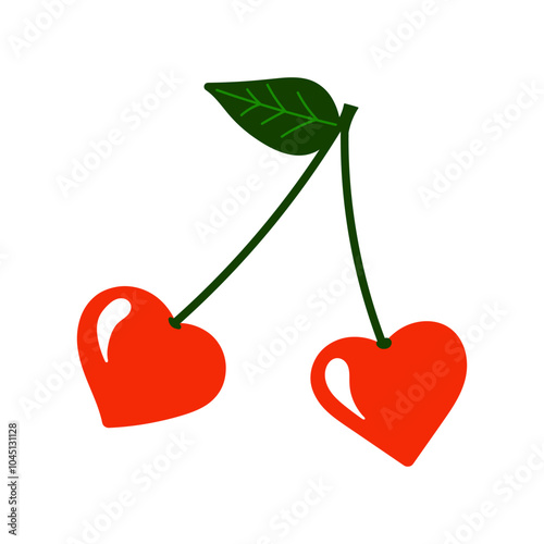Cherry in cartoon style. Cute trendy design. Vector funky illustration