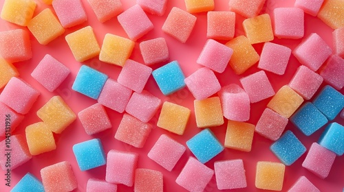 colorful sugared gummy cubes background photo